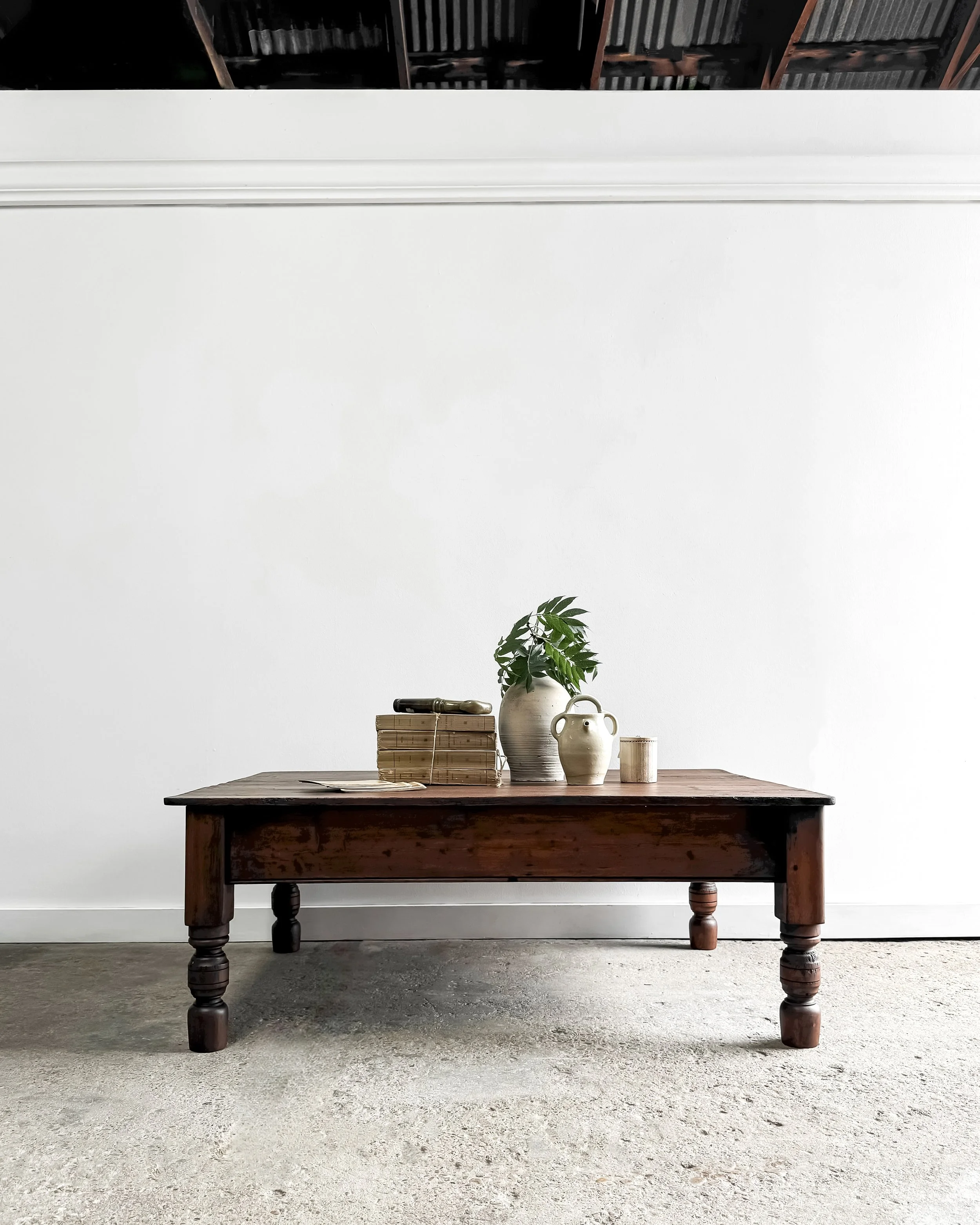 Antique English Pine Coffee Table with Dark Stain — East End Salvage